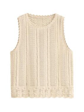 Crochet Sleeveless Sweater Tank Top for Women | Boho Hollow Out Knit Summer